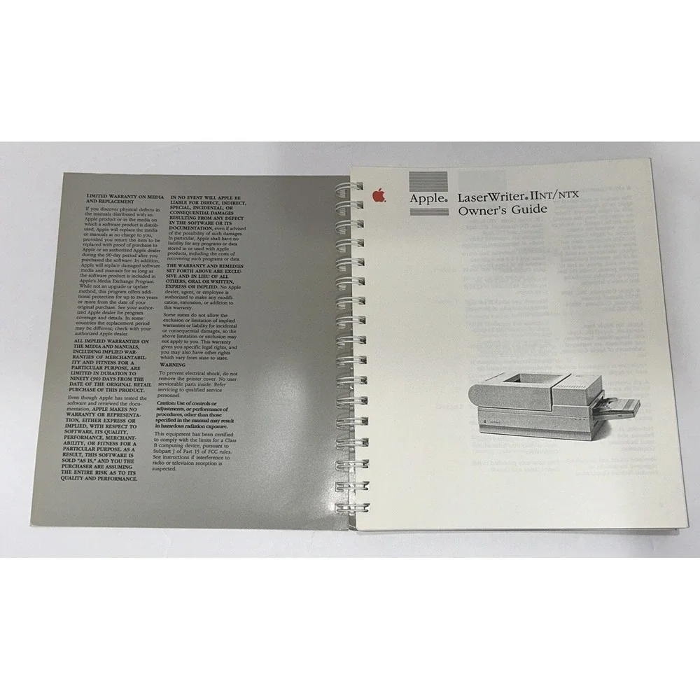 Macintosh LaserWriter IINT/NTX Owner's Guide 1988 Apple Collector‎ Vintage